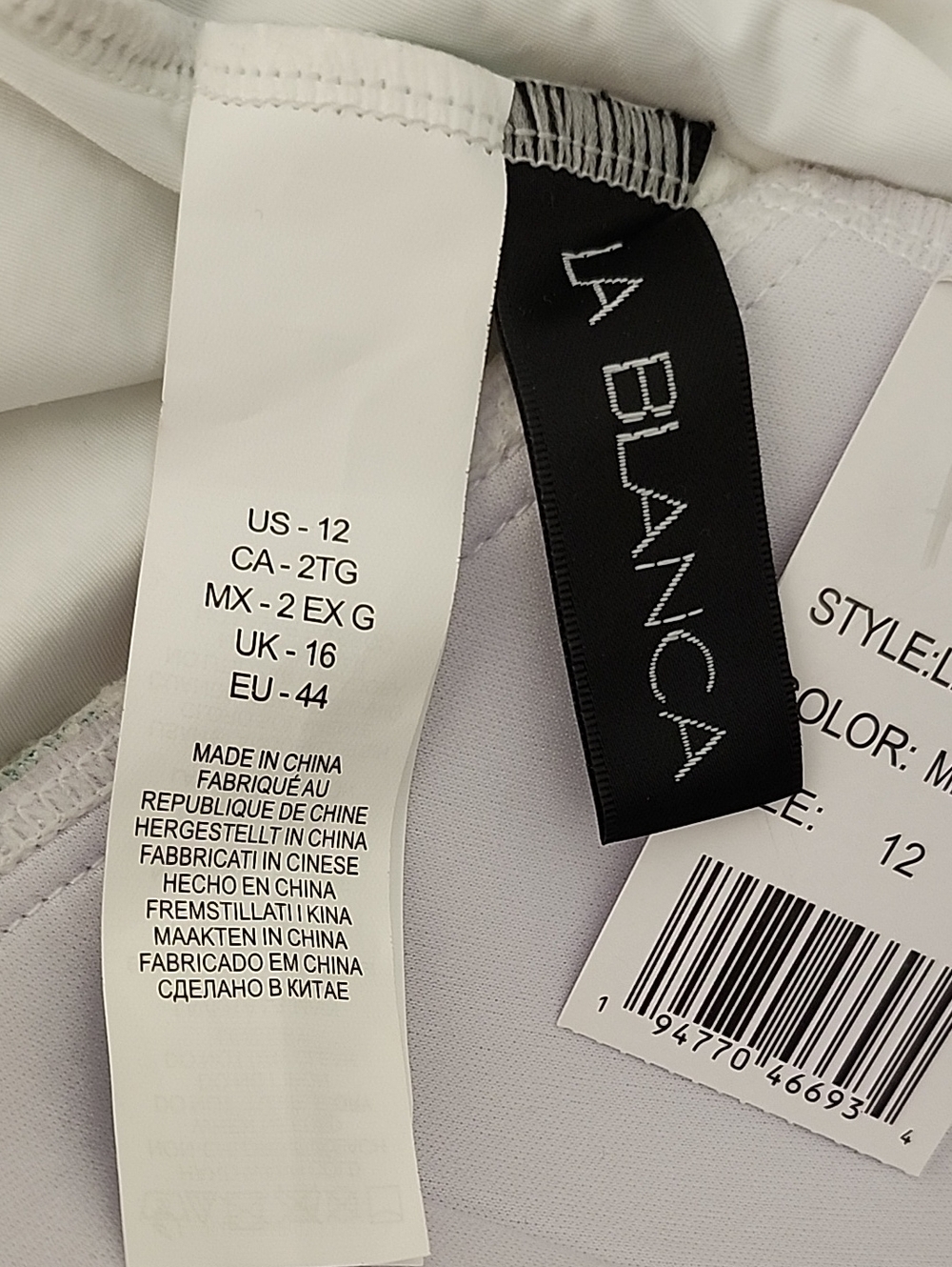 La Blanca halter tankini top v-neckline tropical floral print white/pink Size 12 - Picture 15 of 16